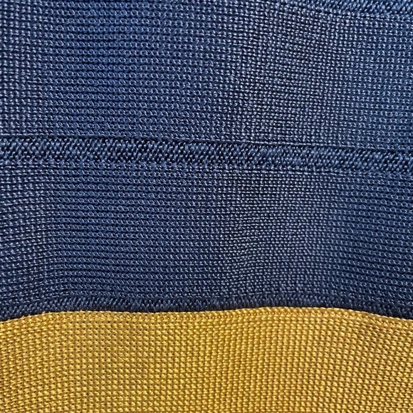 French Connection Mini Bandage Dress Navy Blue Gold Size 2 - Picture 4 of 7
